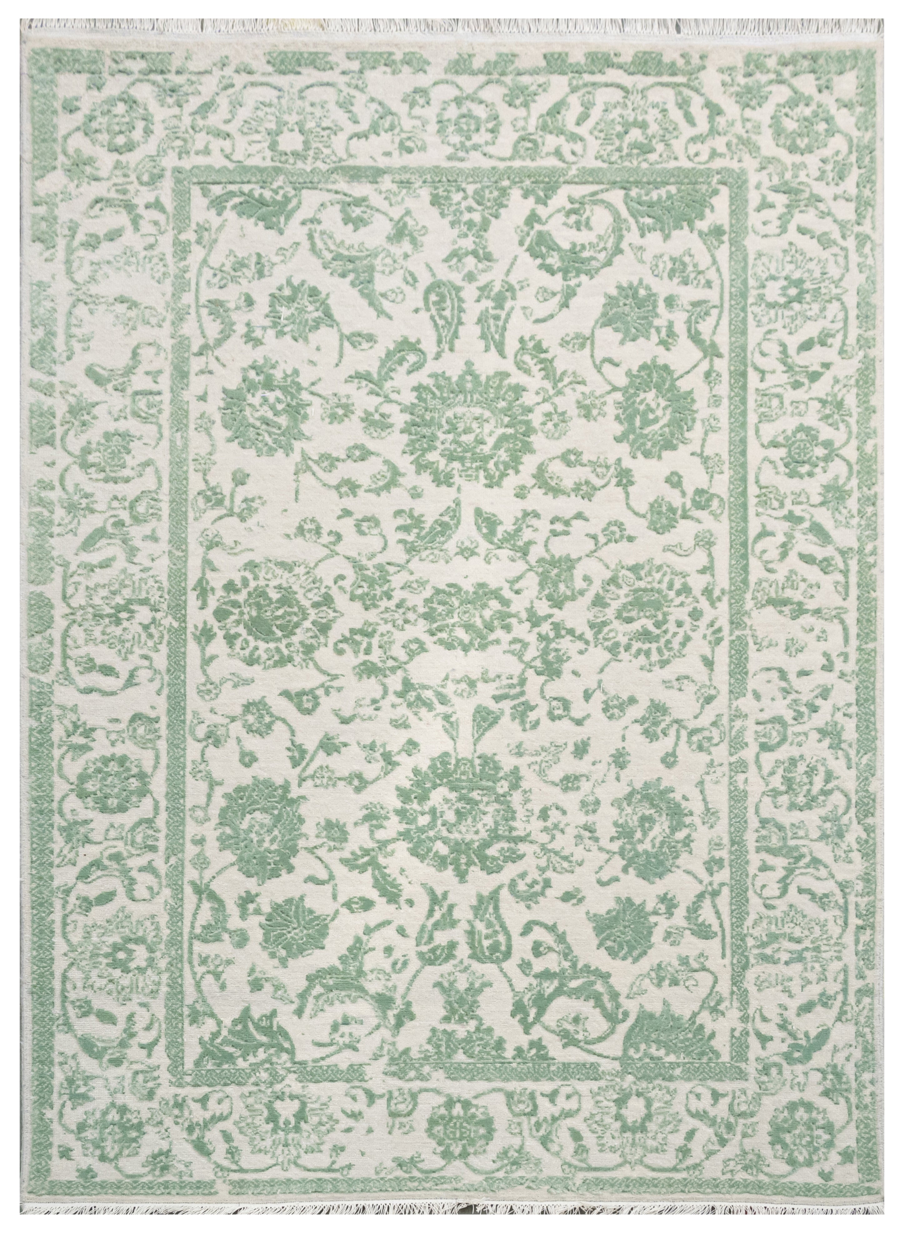 Handknotted Rug  DIA- 1076 JKA White Coffee & Morning Blue